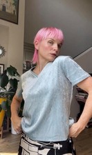 VTG 90s Baby Blue Metallic Tee picture