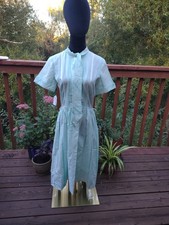 Vintage 1950s Seafoam Green A-Line Dress, Tie Collar, sz 4-6 (item A43) picture