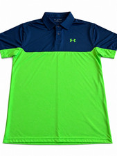 Under Armour The Performance Polo Men's XL Blue/Green Colorblock Loose Fit picture