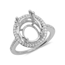Oval 13x11 mm Blank Mounting 925 Silver Jewelry Side Stone Moissanite picture