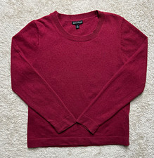J.CREW Mercantile Women's L Burgundy Crew Neck Cotton Wool Knit Pullover Sweater picture