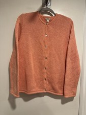 NWOT LL Bean vibrant peach Sz:L 100% cotton knit cardigan button-up front design picture