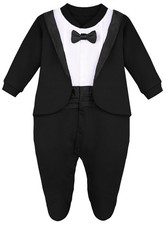 Lilax Baby Black Boy Gentleman Tuxedo Footie Christmas Holiday Outfit NEWBORN picture
