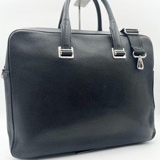 Dunhill Cadogan Briefcase 2-Way A4 Black Leather Logo Shoulder Bag picture
