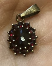 Vintage Signed JD Bohemian Garnet 925 Sterling Silver Small Pendant picture