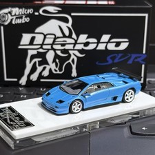 MicroTurbo MT 1/64 Scale Diablo SV Blue Racing Sports Diecast Alloy Model Car picture