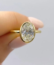 IGI 3Ct Oval Cut VS1 Lab Grown Diamond Solitaire Ring For  Women 14K Yellow Gold picture