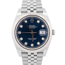 UNPOLISHED 2024 PAPERS Rolex DateJust BLUE DIAMOND 18K 41mm JUBILEE 126334 BOX picture