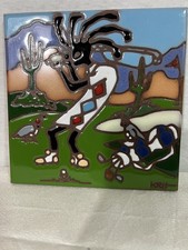 VTG 1995 Earthtones Tile Art Southwest Golfing Kokopelli  KRit  6