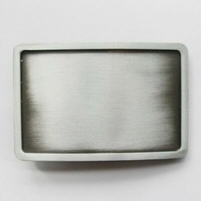 Antique Silver Rectangle Blank  Metal Belt Buckle picture