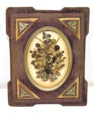 Antique Victorian Multi-Color Hair Art Domed Glass Floral Bouquet Memento Mori picture