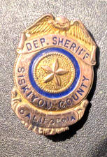 vintage commemorative/small/dep sheriff/siskiyou county,ca/badge/gold tone/1.25  picture