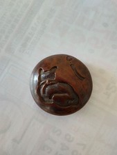 Japanese Boxwood Netsuke Cat with Wind Chime Carving 4 cm picture