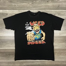 Vintage Weed Shirt Mens XL Black A Friend With Weed Indeed Single Stitch 90s USA picture