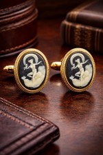 Vintage Dante Cameo Style Figural Cufflinks Gold Tone Pinup Girl Novelty Men's A picture
