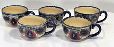 Antique 1920s Joseph Mrazek Peasant Art Coffee Tea Cups Czechoslovakia Set of 5 picture