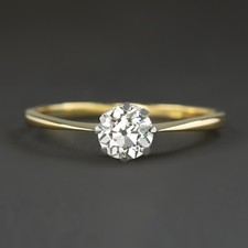 0.65ct OLD EUROPEAN CUT DIAMOND RING ENGAGEMENT ANTIQUE SOLITAIRE 18k HANDMADE picture