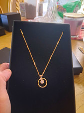 Badgley Mischka Gold Tone Circle Pendant Necklace Round Clear Crystal picture