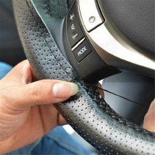 Black DIY PU Leather Steering Wheel Cover Needle Thread Auto Accessories 15