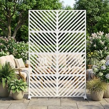NAIZEA Metal Privacy Screen Freestanding Rustproof Steel Privacy Panels w/ Stand picture