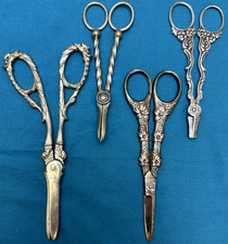4 Pc Antique to Vintage Silverplated GRAPE SHEARS / SCISSORS picture