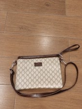 Gucci Beige GG Canvas Crossbody Bag with Black Trim picture