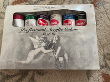 Vintage Utrecht Professional Acrylics Complete Acrylic Paint Set of 6  2 oz picture
