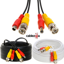 Siamese Cable CCTV Security Camera BNC DC Power/Video Wire Black/White Pack LOT picture