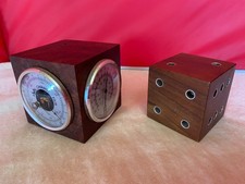 Vintage MCM P.R.Christian CA solid wood Desk Set Barometer Weather Station & die picture
