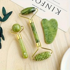 3 pcs Jade Roller and Gua Sha Set - Guasha Tool for Face - Skin Care Gift Set picture