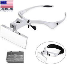 LED Jewelers Head Headband Magnifier Illuminated Visor Magnifying Glasses Loupe picture