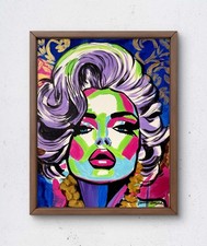 JANICEART 14x11 Original Woman Portrait Abstract Collectible Acrylic Wall Art picture