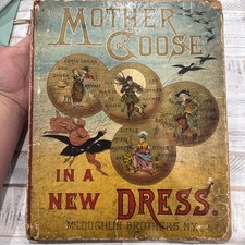Antique 1882 Mother Goose in a New Dress McLoughlin Bros Satterlee Book-As Is picture