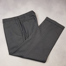 Santoerlli Romeo Wool Trousers Mens 40 X 30 Gray Flat Front Cuffed Luxury Serge picture