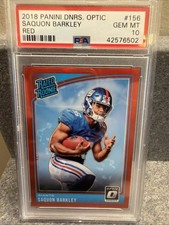 2018 Donruss Optic - Rated Rookie Saquon Barkley #156 Red Prizm /99 (RC) PSA 10 picture