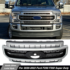 JS Iconic Silver Front Bumper Grille For 2020-2022 Ford F-250 F-350 Lariat Grill picture