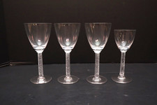 SET 4 LALIQUE Crystal Glasses PHALSBOURG ART DECO Wine Bordeaux / Sherry picture