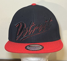 Hatco Premium Black & Red Detroit Embroidered Script Snapback Hat picture