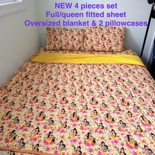 LS Disney princess belle Bamboo Custom Full/ Queen Bed fitted Sheet 4 pieces set picture