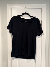NWOT Madewell Size M Black V Neck Short Sleeve Slub Cotton Tee Shirt picture