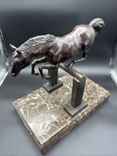 Maitland-Smith Bronze Jumping Horse Sculpture Marble Base 1059-251  picture