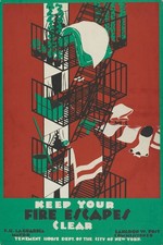 🔥 Vintage Fire Safety Poster - 1930s - Keep Your Fire Escapes Clear - 24x36” picture