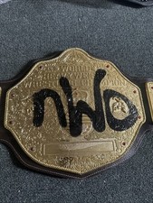 Big Gold NWO Spray Championship Belt Die cast  Brown Strap Replica picture