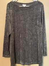 J. Jill Pure Jill Velour Gray Tunic Top Size XL Long Sleeve picture