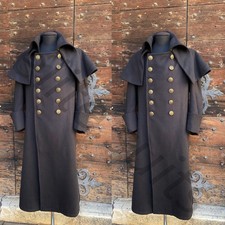 Vintage Men's Overcoat with Cape Double Breasted Outdoor Warm Casual Long Coat picture
