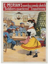 1914 Adolph Friedlander Lithograph Poster E. Merian Dog Comedy Soldiers Quarter picture