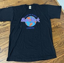 Vintage 1990s Hard Rock Cafe Save The Planet London Graphic T-Shirt Sz L picture