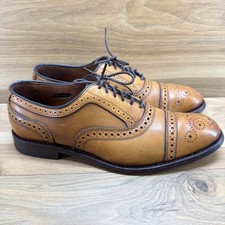 Allen Edmonds Strand Oxford Mens 9 D Walnut Leather Cap Toe Brogue Medallion picture