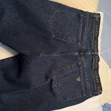 GUESS Men’s Dark Wash Blue Denim Jeans Straight Leg Regular Fit Button Fly picture