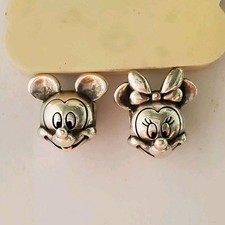Authentic Pandora Disney Mickey & Minnie Mouse Portrait Head Charms Set S925 ALE picture